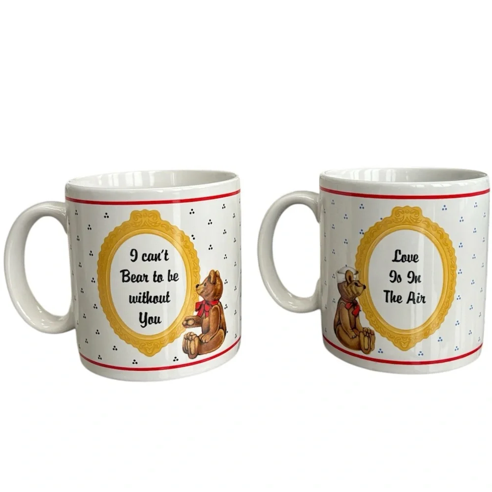 Vintage Cat Mugs 1980s RARE Vintage Coffee Cups Schmid Gordon Fraser Love Bear